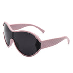 Gwyneth - Oversize Oval Retro Circle Fashion Curved Round Sunglasses