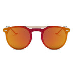 INDIO | Retro Mirrored Brow-Bar Design Circle Round Fashion Sunglasses