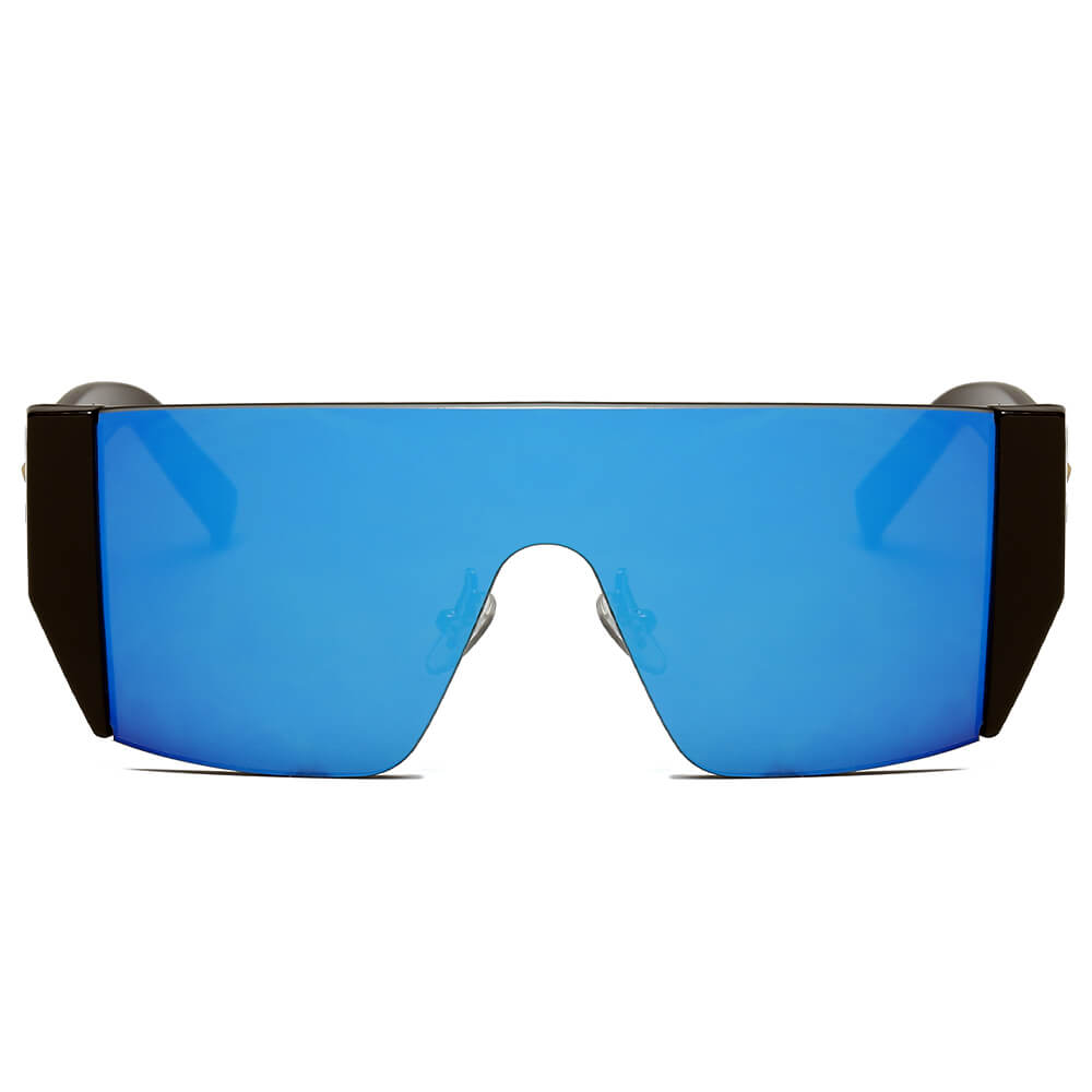 MABLETON | Women Retro Flat Top Lens Square Shield Wrap Around Sunglasses