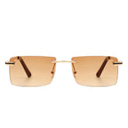 Vibrante - Rectangle Rimless Retro Tinted Fashion Flat top Sunglasses