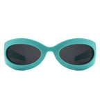 Albion - Oval Wrap Around Retro Round Fashion Sunglasses