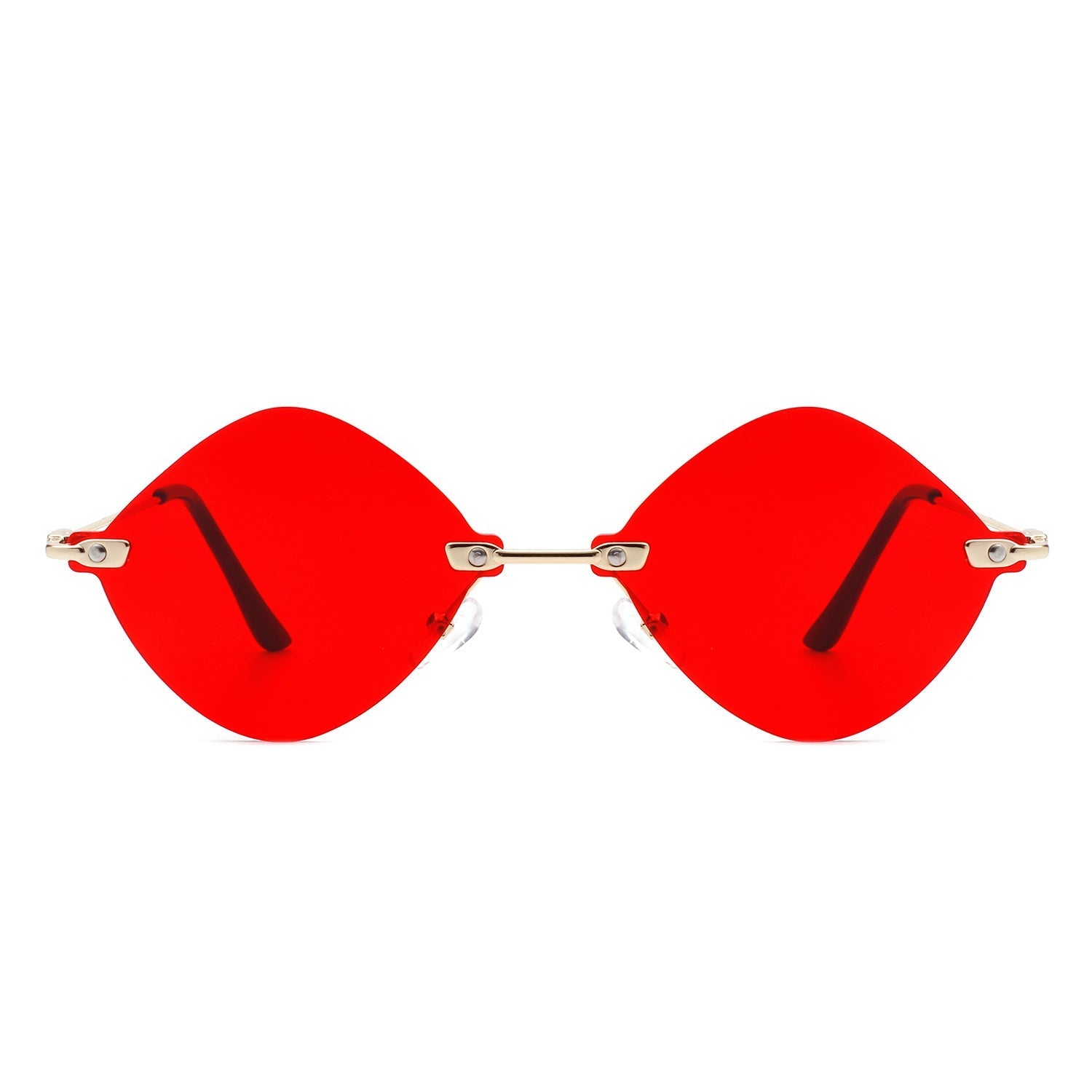 Bluewave - Rimless Retro Round Geometric Frameless Tinted Fashion Sunglasses