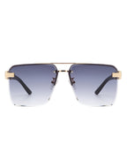 Blip - Retro Tinted Rimless Brow-Bar Fashion Square Sunglasses