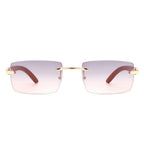 Oceanize - Rectangle Rimless Retro Frameless Fashion Tinted Sunglasses