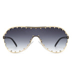 Evanesce - Oversize Rhinestone Design Fashion Women Aviator Sunglasses