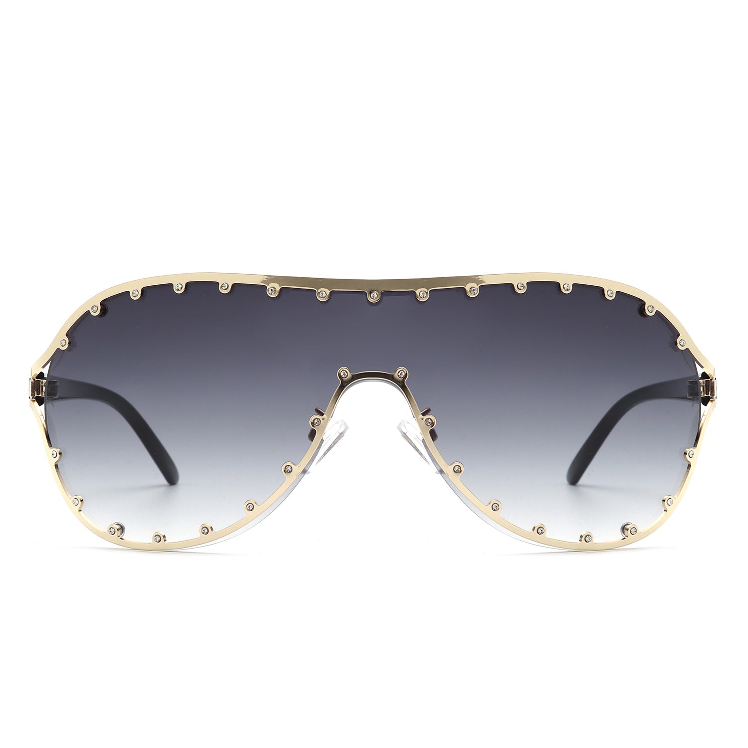Evanesce - Oversize Rhinestone Design Fashion Women Aviator Sunglasses