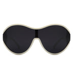 Gwyneth - Oversize Oval Retro Circle Fashion Curved Round Sunglasses