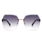 Evernova - Oversize Square Geometric Rimless Tinted Fashion Sunglasses