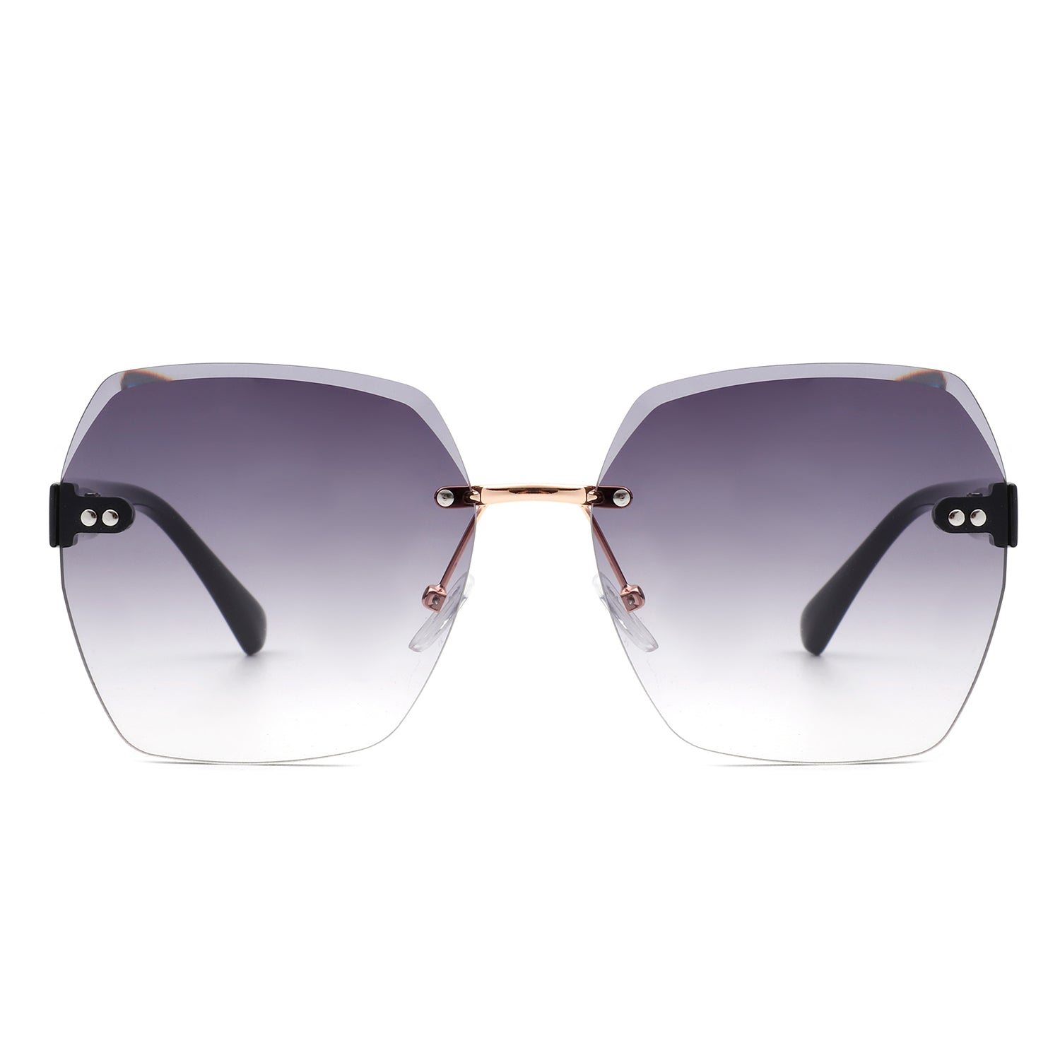 Evernova - Oversize Square Geometric Rimless Tinted Fashion Sunglasses