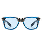 Myralis - Classic Horn Rim Rhinestone Gothic Skull Square Sunglasses