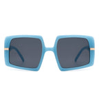 Jasmoria - Oversize Square Geometric Irregular Flat Top Women Sunglasses