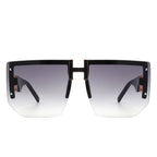 Kaelor - Square Oversized Flat Top Gradient Half Frame Sunglasses