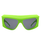 Thalia - Square Chunky Wrap Around Tinted Oversize Fashion Sunglasses