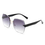 Evernova - Oversize Square Geometric Rimless Tinted Fashion Sunglasses