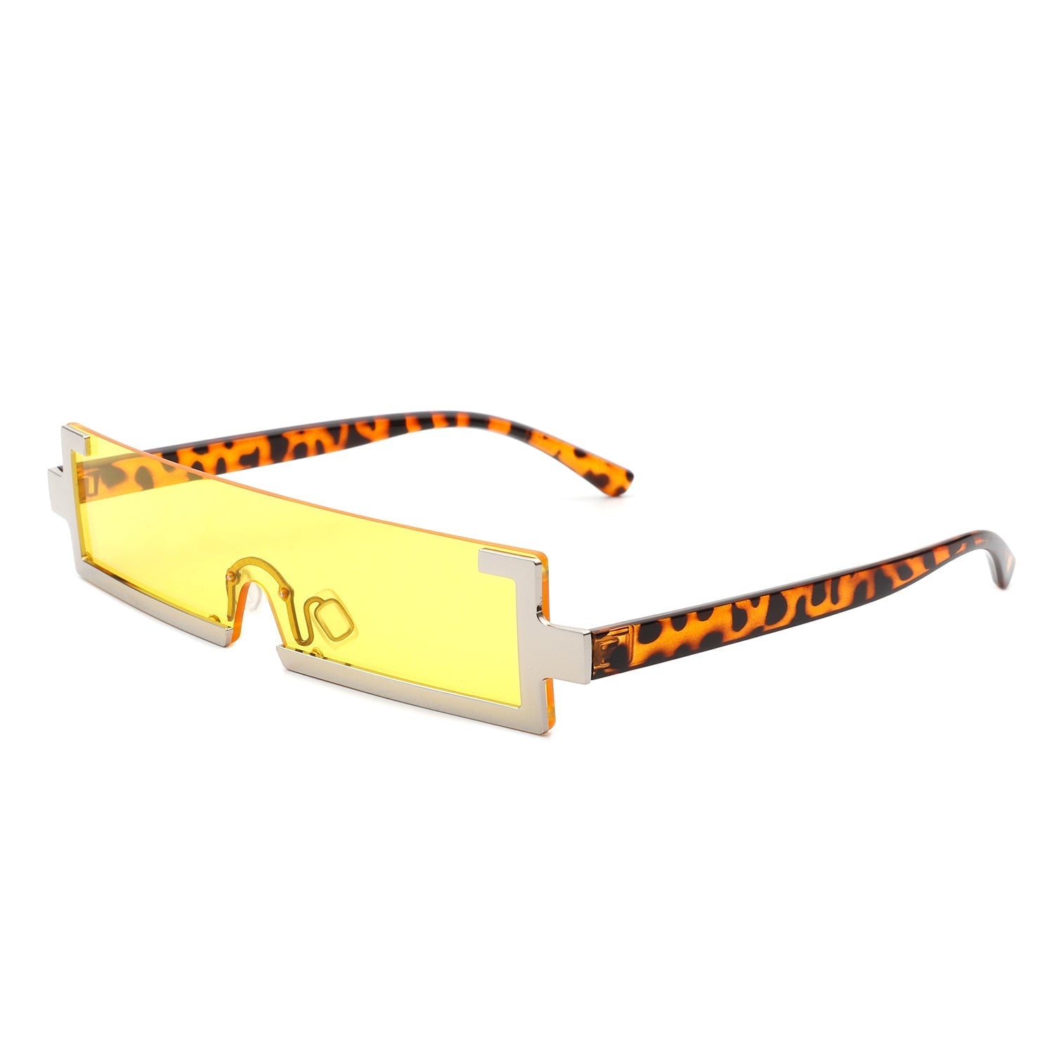 Celestra - Retro Rectangular Narrow Semi Rimless Vintage Slim Fashion Sunglasses
