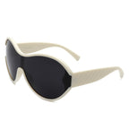 Gwyneth - Oversize Oval Retro Circle Fashion Curved Round Sunglasses