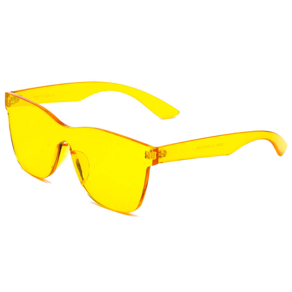 LEMOORE | Retro Flat Lens Candy Color Square Rimless Tinted Colorful Lenses Sunglasses