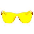 LEMOORE | Retro Flat Lens Candy Color Square Rimless Tinted Colorful Lenses Sunglasses
