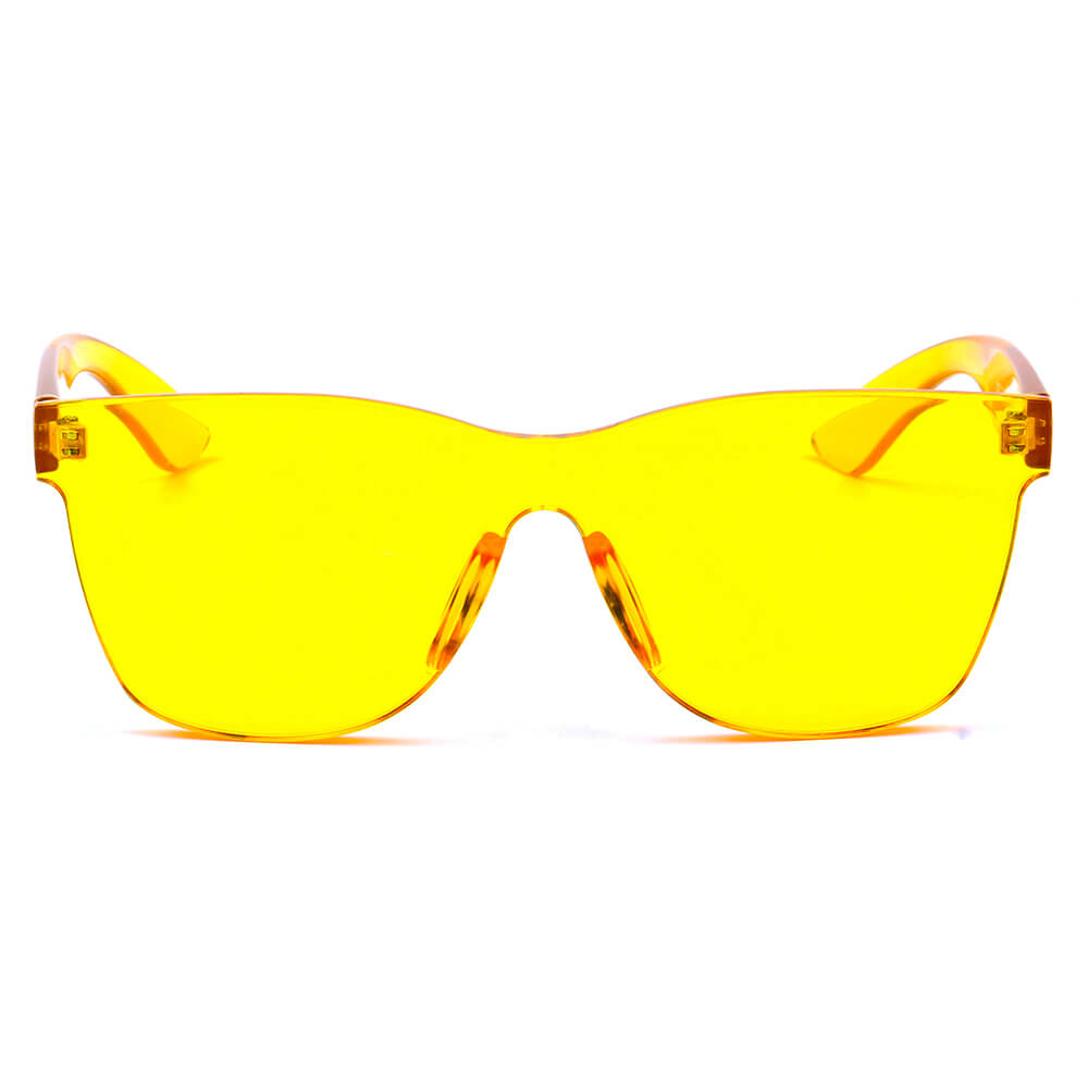 LEMOORE | Retro Flat Lens Candy Color Square Rimless Tinted Colorful Lenses Sunglasses