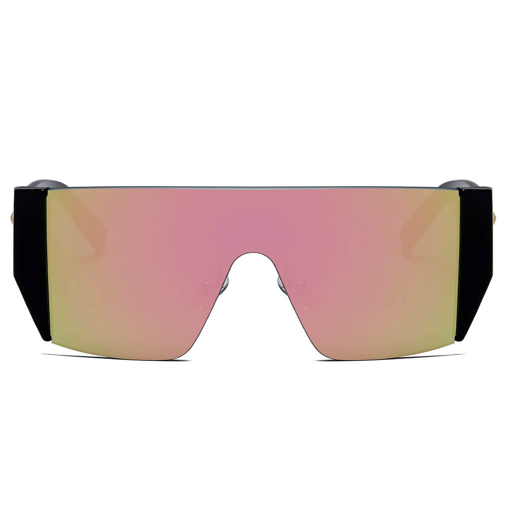 MABLETON | Women Retro Flat Top Lens Square Shield Wrap Around Sunglasses