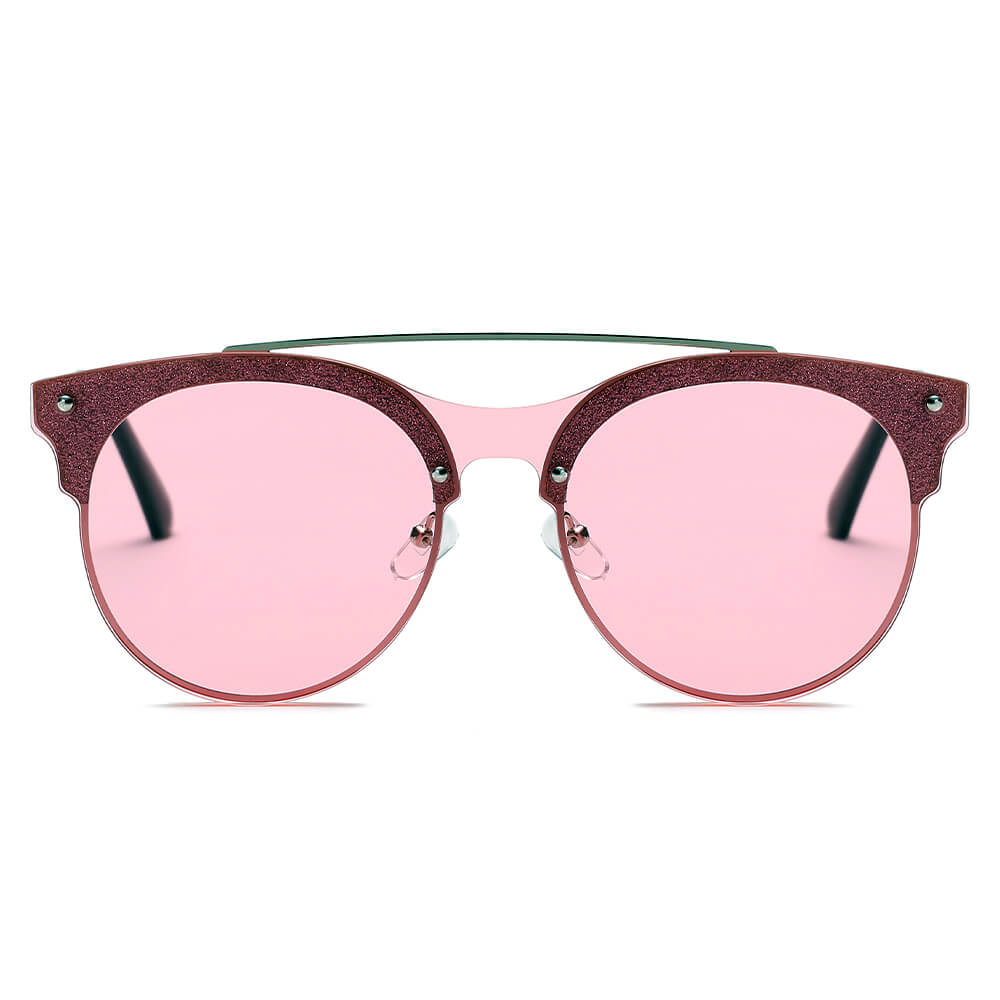 ENDICOTT | Round Circle Brow-Bar Tinted Lens Sunglasses