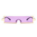 Celestra - Retro Rectangular Narrow Semi Rimless Vintage Slim Fashion Sunglasses