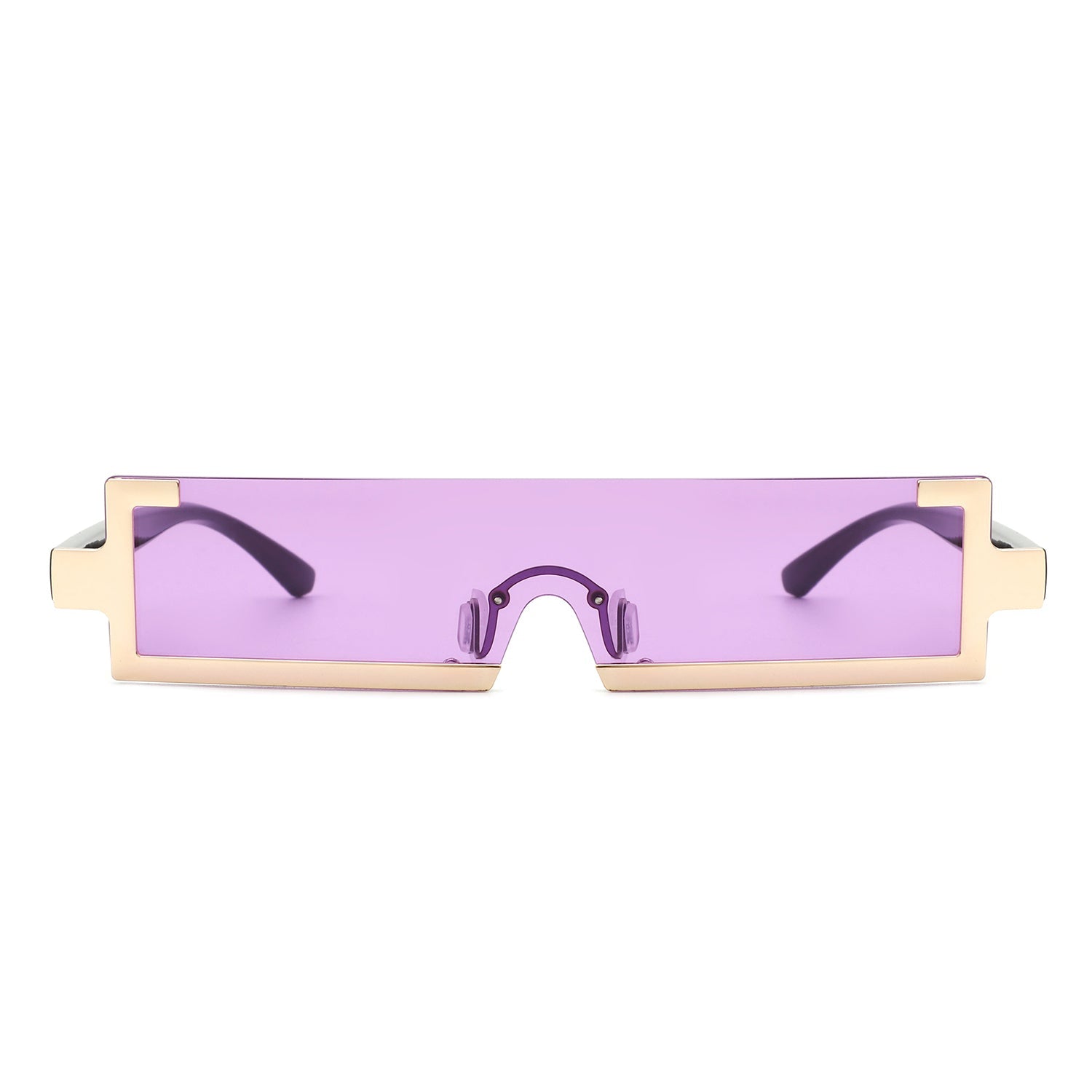 Celestra - Retro Rectangular Narrow Semi Rimless Vintage Slim Fashion Sunglasses