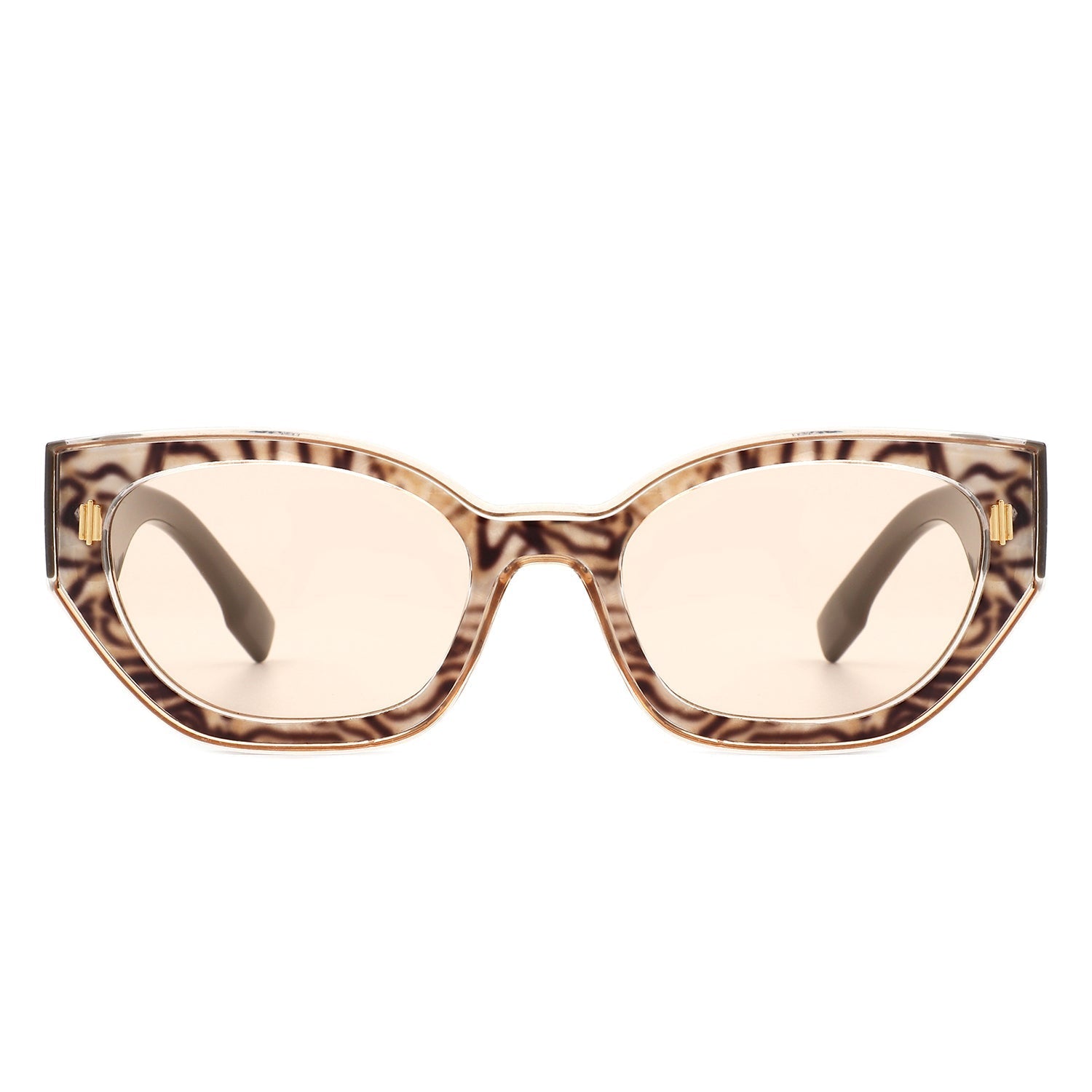 Dawnmist - Geometric Retro Round Irregular Narrow Cat Eye Sunglasses