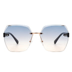 Evernova - Oversize Square Geometric Rimless Tinted Fashion Sunglasses