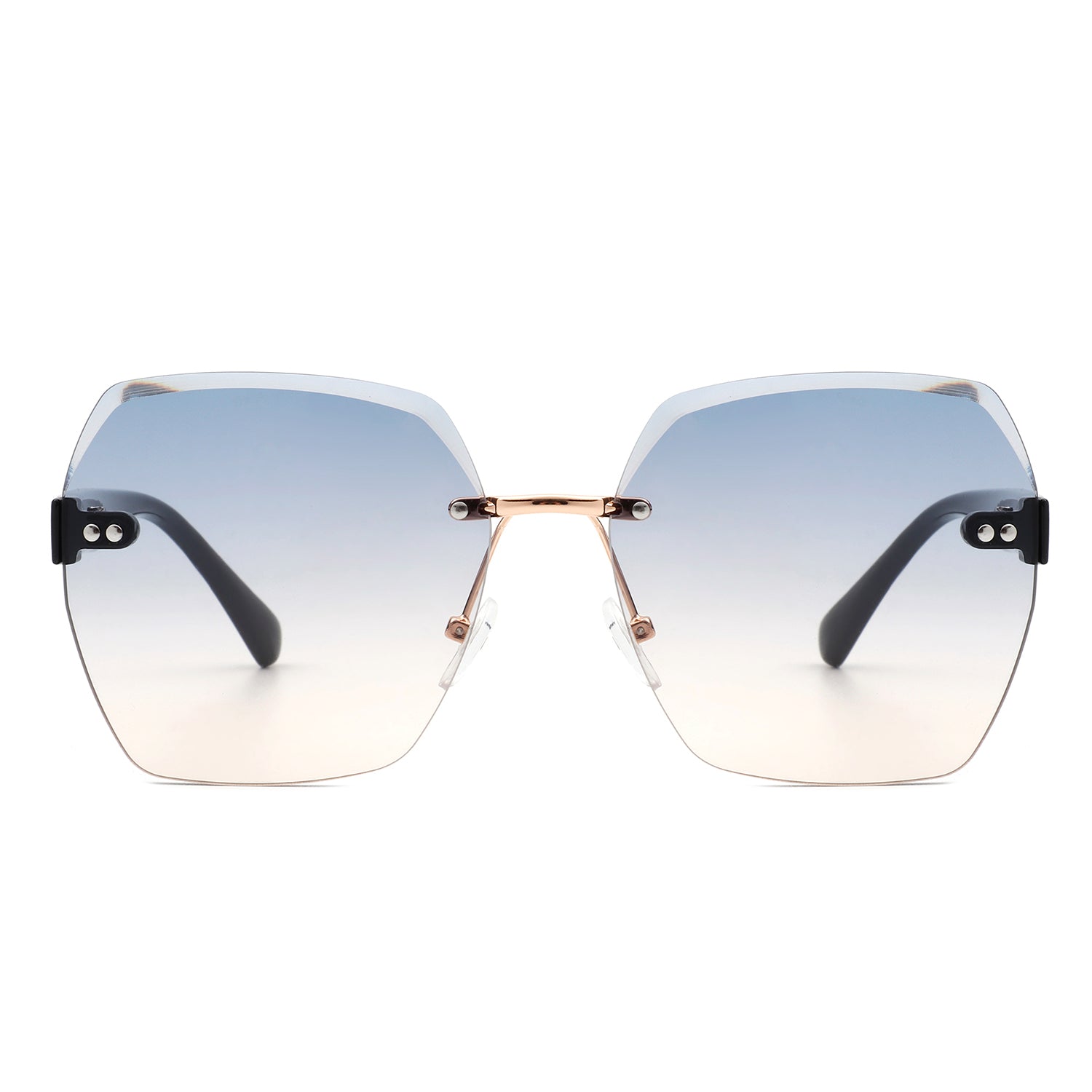 Evernova - Oversize Square Geometric Rimless Tinted Fashion Sunglasses