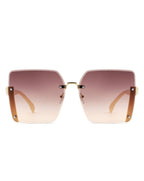 Nysera - Rimless Fashion Square Flat Top Sunglasses
