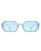 Whisp - Square Retro Rhinestone Tinted Geometric Fashion Sunglasses