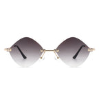 Bluewave - Rimless Retro Round Geometric Frameless Tinted Fashion Sunglasses