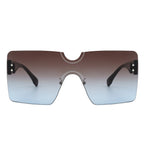 Yellowyx - Square Rimless Oversize Flat Top Retro Frameless Sunglasses