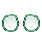 Xanadawn - Women Round Irregular Geometric Glitter Fashion Sunglasses