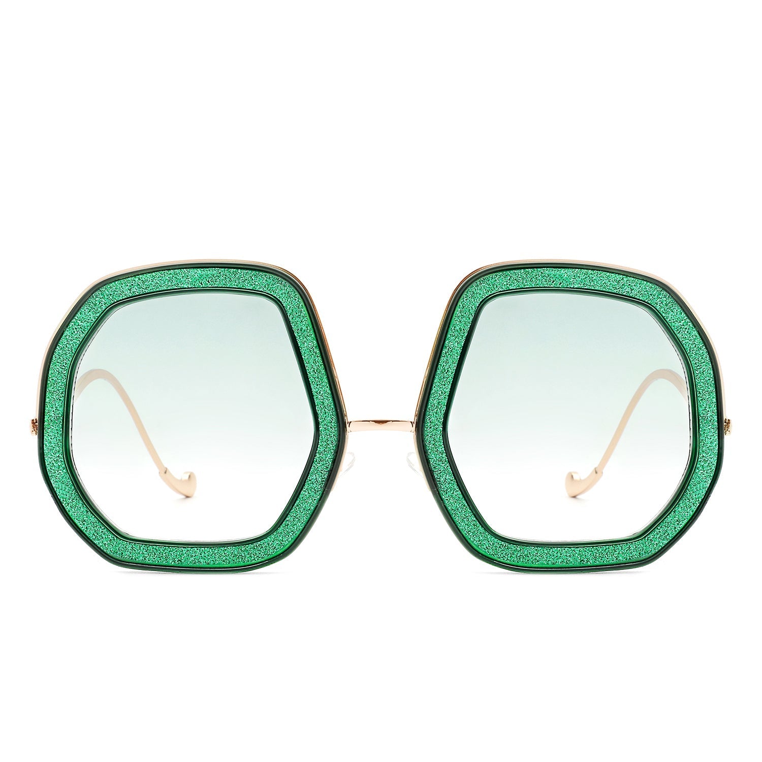 Xanadawn - Women Round Irregular Geometric Glitter Fashion Sunglasses