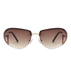Oceandew - Retro Rimless Oval Tinted Fashion Round Sunglasses