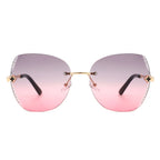 Kineticx - Oversize Rimless Butterfly Shape Tinted Rhinestone Fashion Sunglasses