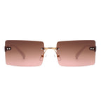Jadesoul - Rectangle Retro Rimless Tinted Fashion Vintage Square Sunglasses