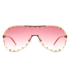 Evanesce - Oversize Rhinestone Design Fashion Women Aviator Sunglasses