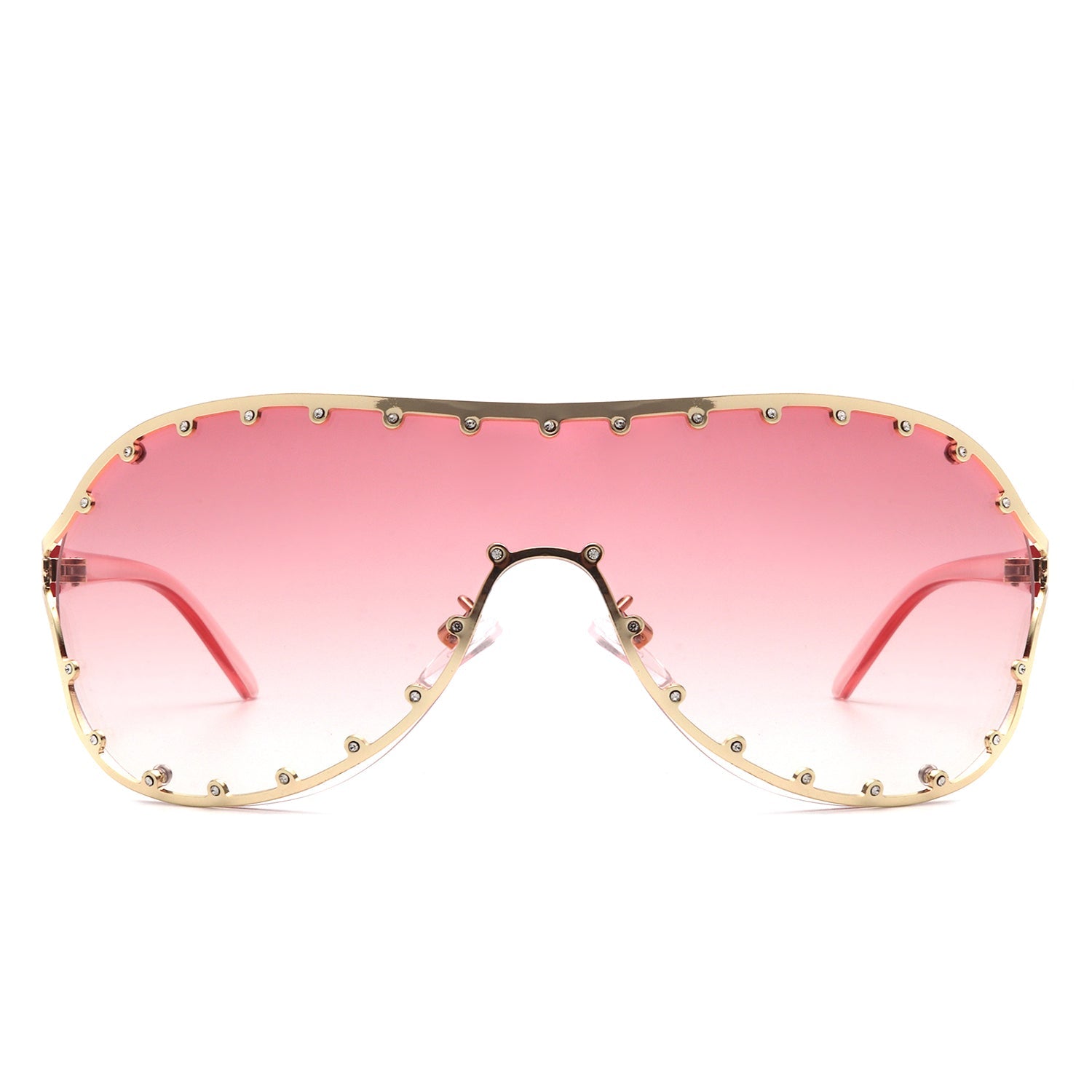 Evanesce - Oversize Rhinestone Design Fashion Women Aviator Sunglasses