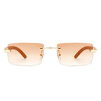 Oceanize - Rectangle Rimless Retro Frameless Fashion Tinted Sunglasses