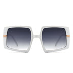 Jasmoria - Oversize Square Geometric Irregular Flat Top Women Sunglasses