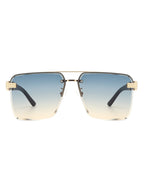 Blip - Retro Tinted Rimless Brow-Bar Fashion Square Sunglasses