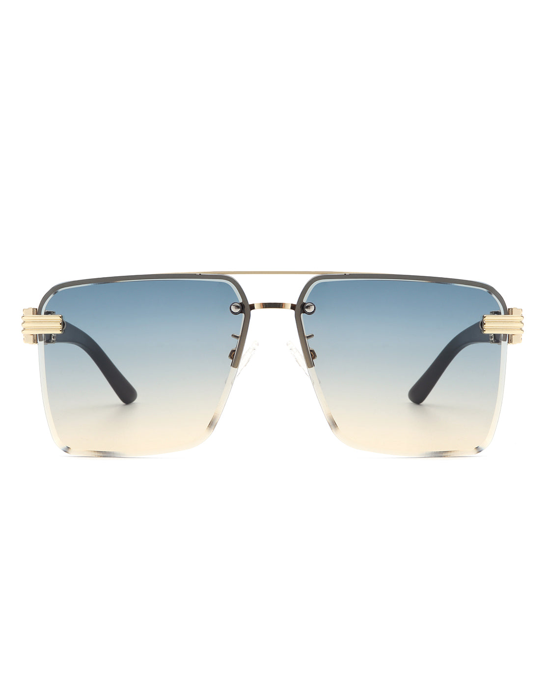 Blip - Retro Tinted Rimless Brow-Bar Fashion Square Sunglasses