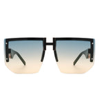 Kaelor - Square Oversized Flat Top Gradient Half Frame Sunglasses