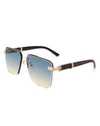 Blip - Retro Tinted Rimless Brow-Bar Fashion Square Sunglasses