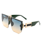 Kaelor - Square Oversized Flat Top Gradient Half Frame Sunglasses