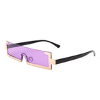 Celestra - Retro Rectangular Narrow Semi Rimless Vintage Slim Fashion Sunglasses