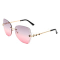 Kineticx - Oversize Rimless Butterfly Shape Tinted Rhinestone Fashion Sunglasses